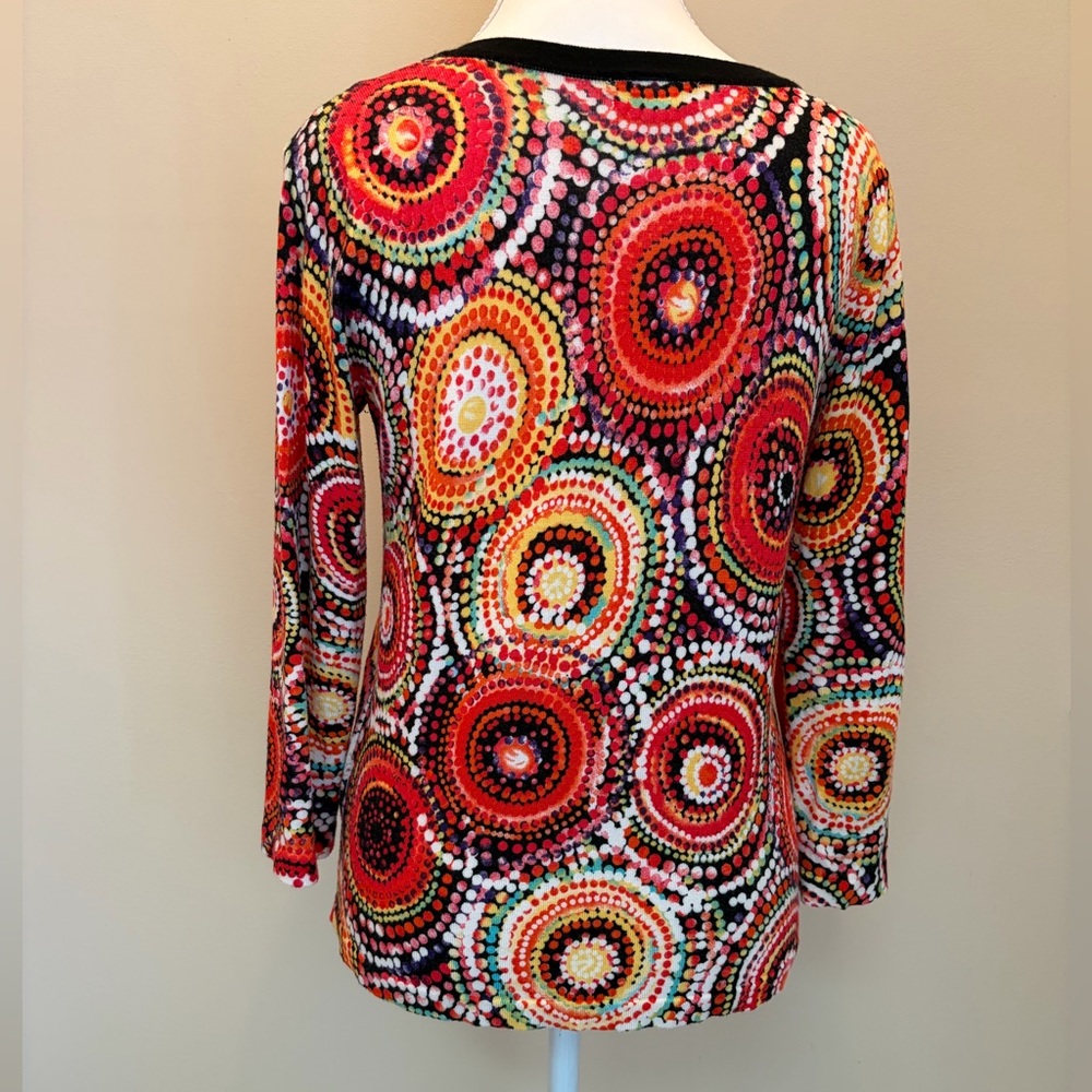 #147  Joseph Beautiful Multicolor Button Down Cardigan, Circular Design. - Picture 5 of 12